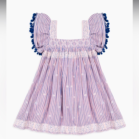 Mer St. Barth Girl's Serena Pom-Pom DressSize 2Y